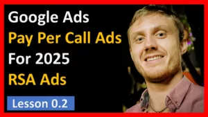 A smartphone displaying a Google Responsive Search Ad with a prominent call extension button for a local service.